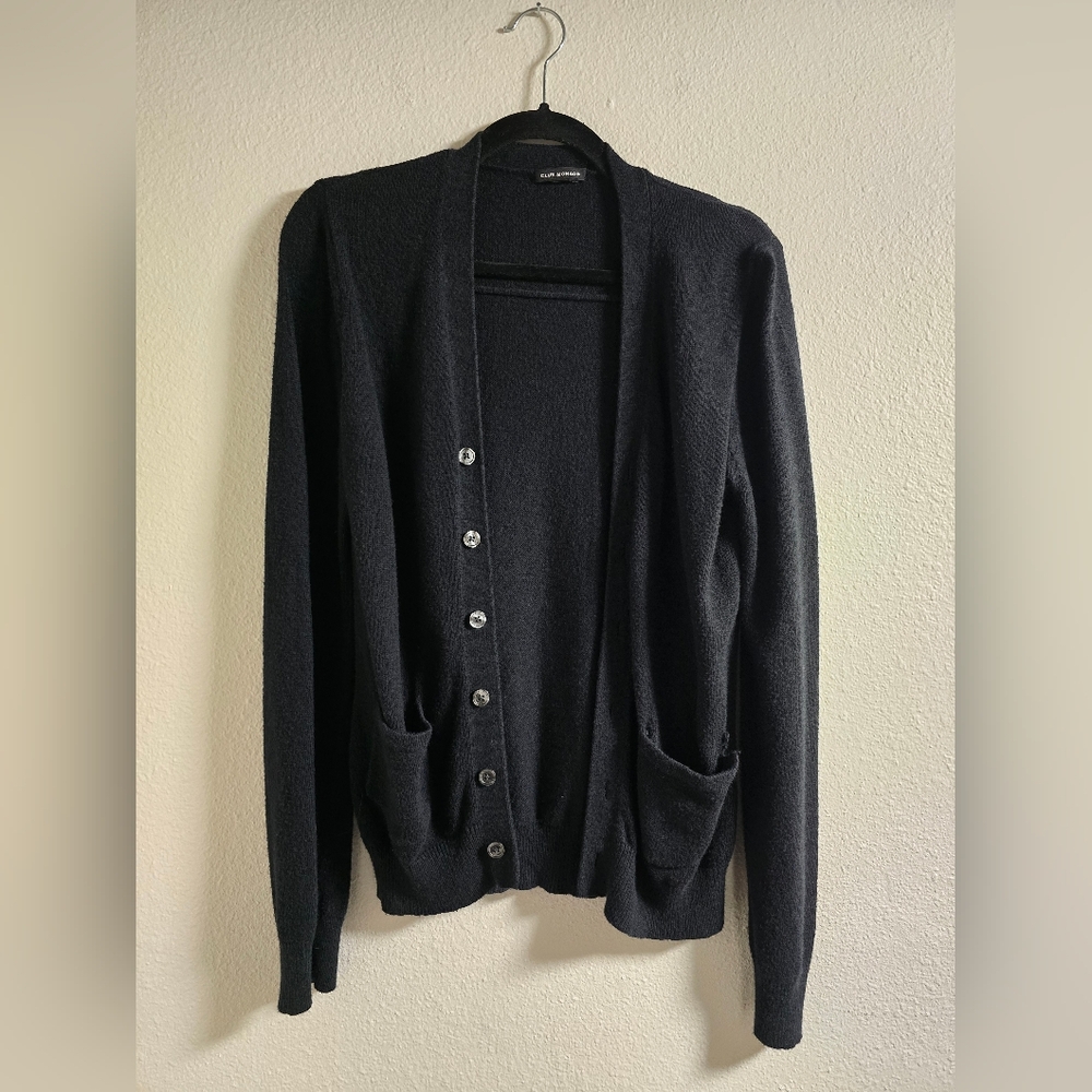 Club Monaco Black Button-Front Pocket Cardigan